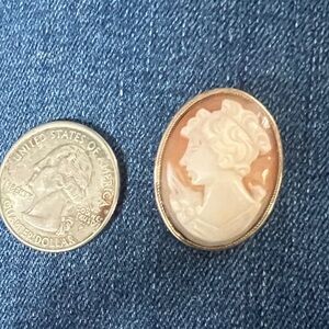 Elegant Cameo Brooch in Silver and Cream